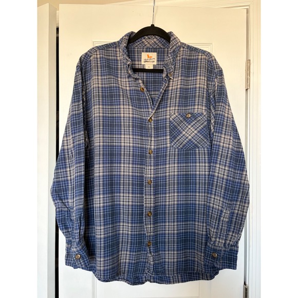 Field & Stream Other - Field & Stream Mens XL Blue White Plaid Flannel Button Down Shirt 100% Cotton